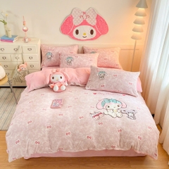 NỈ NHUNG- Set Chăn ga nỉ nhung Thêu nổi full 7 màu