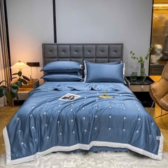 PHI LỤA- Set chăn chần phi lụa tim thêu