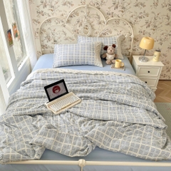 ĐŨI SỢI TRE- Bộ vỏ chăn ga gối đũi sợi tre mix ren