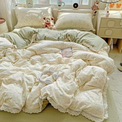 ĐŨI SỢI TRE- Set vỏ chăn ga gối Mix viền Ren mã 82 (GQ) 92 (HM)