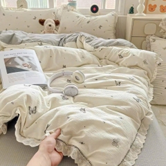 ĐŨI SỢI TRE- Set vỏ chăn ga gối Mix viền Ren mã 82 (GQ) 92 (HM)