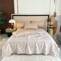 PHI LỤA- Set chăn chần phi lụa tim thêu