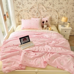 ĐŨI SỢI TRE- Bộ vỏ chăn ga gối đũi sợi tre mix ren