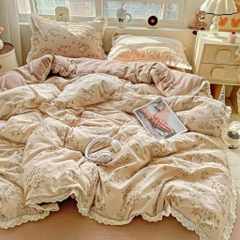 ĐŨI SỢI TRE- Set vỏ chăn ga gối Mix viền Ren mã 82 (GQ) 92 (HM)