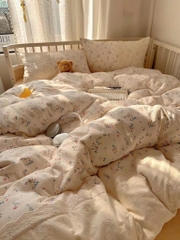 ĐŨI SỢI TRE- Bộ chăn ga Cotton Icy mix Ren