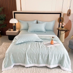 PHI LỤA- Set chăn chần phi lụa tim thêu