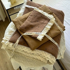 SET CHĂN CHẦN- Set Cotton đũi chăn chần ga gối Mix Ren mã 53