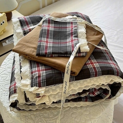 SET CHĂN CHẦN- Set Cotton đũi chăn chần ga gối Mix Ren mã 53