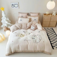 NỈ NHUNG- Nỉ Nhung 5 món Thêu nối Cao Cấp