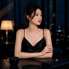Dây chuyền bạc 925 đính moissanite dáng móng ngựa | Hải Hà Jewelry