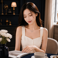 Dây chuyền bạc S925 đính moissanite 0,1x18 Carat cao cấp