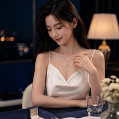 Dây chuyền bạc 925 đính moissanite 2 carat dáng bát giác tinh tế | Hải Hà Jewelry