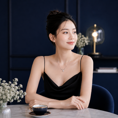 Dây chuyền bạc 925 đính moissanite dáng sừng hươu | Hải Hà Jewelry
