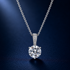 Dây chuyền bạc 925 đính moissanite dáng tròn tinh tế | Hải Hà Jewelry