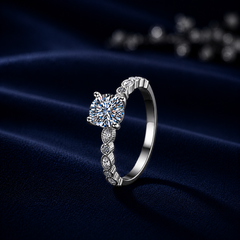 Nhẫn nữ bạc S925 cao cấp đính moissanite 1 carat