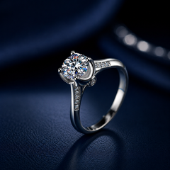 Nhẫn nữ bạc 925 đính kim cương Moissanite 1 Carat