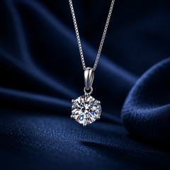 Dây chuyền bạc 925 đính moissanite dáng solitaire tinh gọn | Hải Hà Jewelry