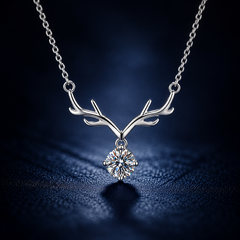 Dây chuyền bạc 925 đính moissanite dáng sừng hươu | Hải Hà Jewelry