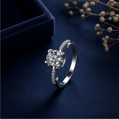 Nhẫn nữ bạc 925 đính kim cương Moissanite 2 Carat