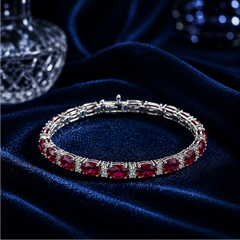 Vòng tay bạc s925 cao cấp đính đá Ruby đỏ