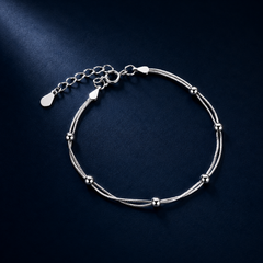 Vòng bạc dây đôi nhịp xoắn – Êm dịu trong từng chuyển động | Hải Hà Jewelry