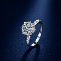 Nhẫn nữ bạc 925 đính kim cương Moissanite 1 Carat