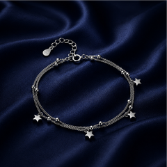 Vòng bạc s925 cao cấp dây đôi ngôi sao – Lấp lánh theo từng chuyển động | Hải Hà Jewelry