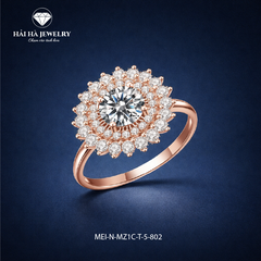 Nhẫn nữ halo moissanite dáng hoa – Ánh sáng dịu của một cảm xúc ở lại | Hải Hà Jewelry