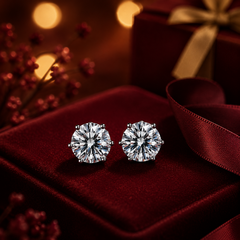 Bông tai bạc 925 đính moissanite – dáng đinh trơn cổ điển