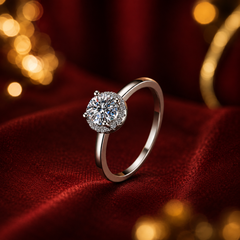Nhẫn nữ bạc 925 đính kim cương Moissanite 0,5 Carat