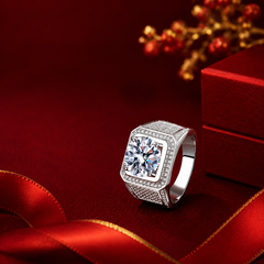 Nhẫn nam bạc 925 đính Moissanite 2 Carat