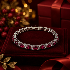 Vòng tay bạc s925 cao cấp đính đá Ruby đỏ