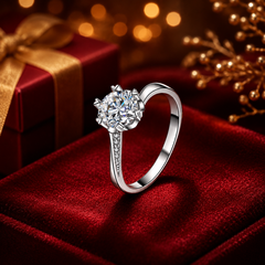 Nhẫn nữ bạc 925 moissanite dáng solitaire – điểm sáng ở lại thật lâu