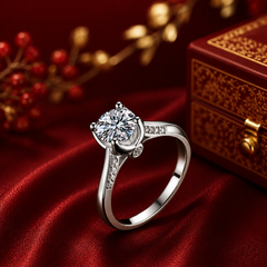 Nhẫn nữ bạc 925 đính kim cương Moissanite 1 Carat