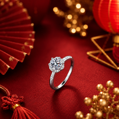Nhẫn nữ bạc 925 đính kim cương Moissanite 1 Carat