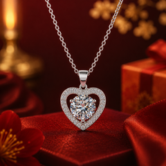 Dây chuyền bạc 925 đính moissanite dáng trái tim | Hải Hà Jewelry