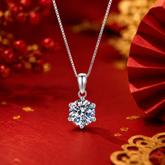 Dây chuyền bạc 925 đính moissanite dáng solitaire tinh gọn | Hải Hà Jewelry