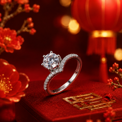 Nhẫn nữ bạc 925 đính kim cương Moissanite 1 Carat