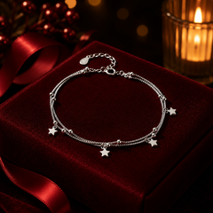 Vòng bạc s925 cao cấp dây đôi ngôi sao – Lấp lánh theo từng chuyển động | Hải Hà Jewelry