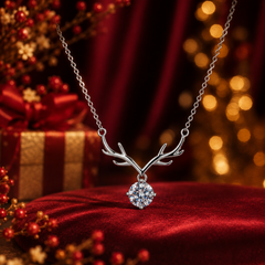 Dây chuyền bạc 925 đính moissanite dáng sừng hươu | Hải Hà Jewelry