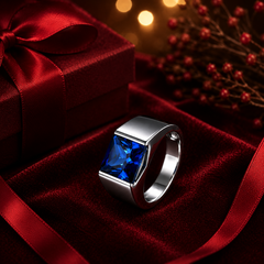Nhẫn nam bạc s925 cao cấp đá blue sapphire – chiều sâu của sự điềm tĩnh | Hải Hà Jewelry