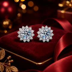 Bông tai bạc 925 đính moissanite – dáng nụ hoa ánh sao