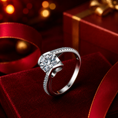 Nhẫn nữ bạc 925 đính kim cương Moissanite 1 Carat