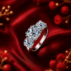 Nhẫn nữ bạc 925 đính kim cương Moissanite 3 Carat
