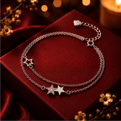 Vòng bạc đôi ngôi sao – Dẫn lối bằng những điều lấp lánh nhỏ | Hải Hà Jewelry