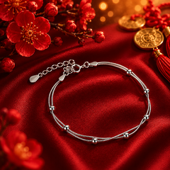 Vòng bạc dây đôi nhịp xoắn – Êm dịu trong từng chuyển động | Hải Hà Jewelry