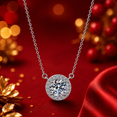 Dây chuyền bạc 925 đính moissanite dáng tròn 0,5 Carat – ánh sáng cân bằng, dễ đeo mỗi ngày | Hải Hà Jewelry