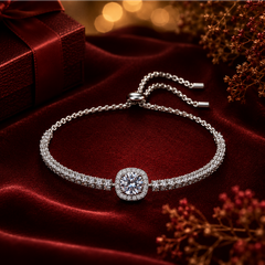 Vòng tay bạc 925 đính kim cương Moissanite 1 Carat