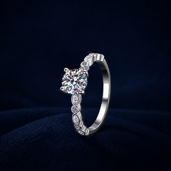 Nhẫn nữ bạc S925 cao cấp đính moissanite 1 carat
