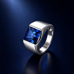 Nhẫn nam bạc s925 cao cấp đá blue sapphire – chiều sâu của sự điềm tĩnh | Hải Hà Jewelry
